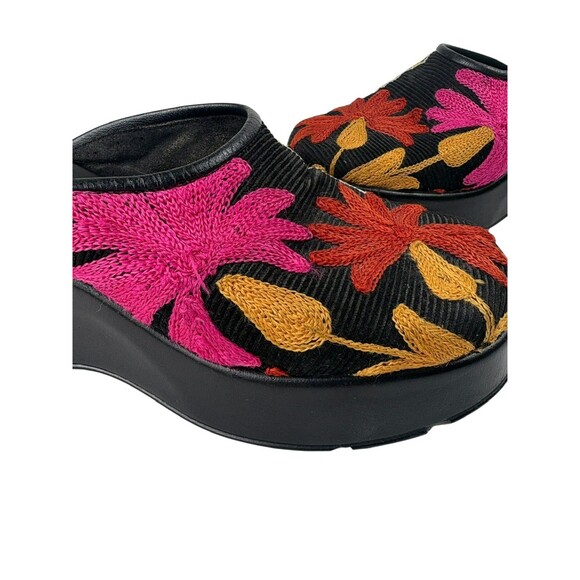 Retro Vibe Italian Floral Embroidered Corduroy Fairycore Boho Chunky Clogs 36  6 - Picture 11 of 16